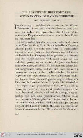 Die ägyptische Herkunft der sogenannten Damaskus- Teppiche
