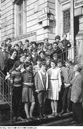 Schule, u.a. Dresden, 11. POS Alexander Zawadzki, Annenstrasse, Neubau - 1. Oberschule (ab 1967: 1. POS Dr. Kurt Fischer) - Lichtenau, Schuljubiläum, Festumzug - Entenzucht - Unterricht: Mathematik, Geographie - etc., August 1962 - Mai 1963