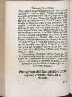 Euangelium am Neuntzehenden Sontage nach Trinitatis/ Matt. am 9. Capittel.