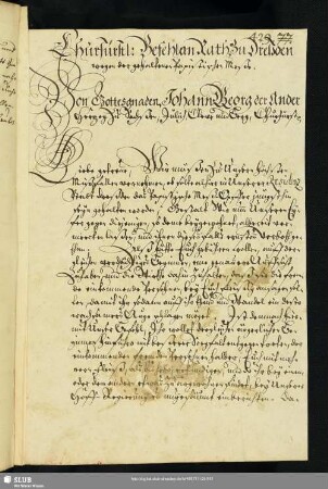 Johann Georg des Anderen Befehl an Rath zu Dreßden wegen d. gehaltenen papistischen Messe, dat. Dreßden, 27.3.1661