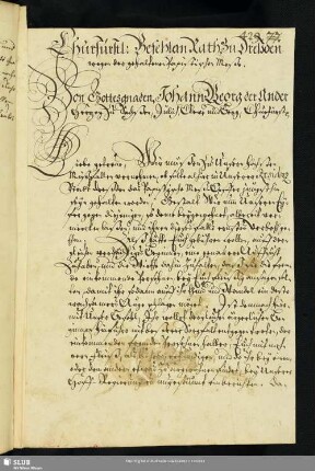 Johann Georg des Anderen Befehl an Rath zu Dreßden wegen d. gehaltenen papistischen Messe, dat. Dreßden, 27.3.1661