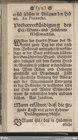 Vorherverkündigung des Oel-Weins- und Früchten-Missewachses