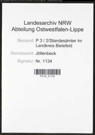 Heiratsregister Standesamt Jöllenbeck