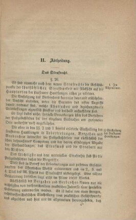 II. Abtheilung. Das Strafrecht.