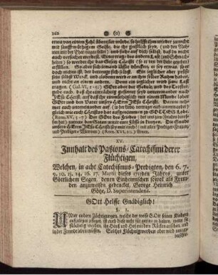 XV. Innhalt des Paßions-Catechismi derer Flüchtigen.