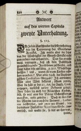 Antwort auf des vierten Capitels zweyte Unterhaltung.