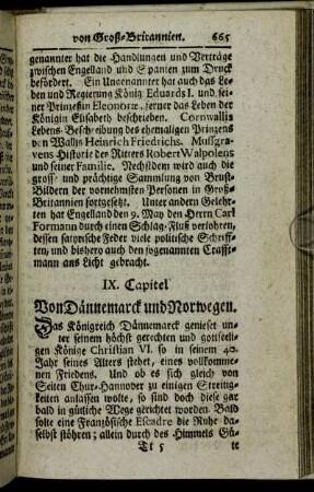 IX. Capitel Von Dännemarck und Norwegen.