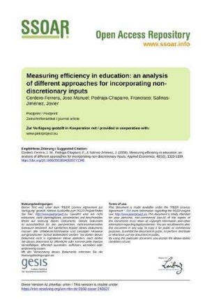 Measuring efficiency in education: an analysis of different approaches for incorporating non-discretionary inputs