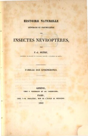 Histoire naturelle générale et particulière des Insectes Neuroptères, 2,1. Famille des Éphémérines