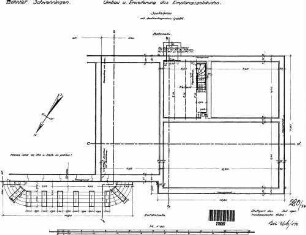 Schwenningen (Neckar): Umbau und Erweiterung des Empfangsgebäudes, Sockelplan mit darüberliegendem Gebälk Empfangsgeb.