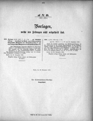 Anlage: ad No.49 (937-938), Vorlagen, welche den Zeitungen nicht mitgeteilt sind
