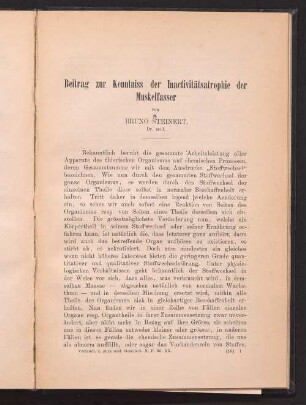 Beitrag zur Kenntniss der Inactivitätsatrophie der Muskelfasser