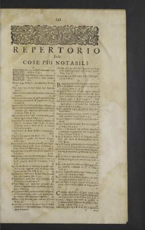 Repertorio delle cose piu notabili.