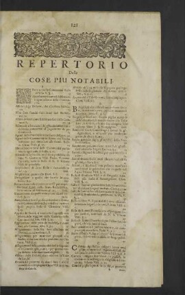 Repertorio delle cose piu notabili.