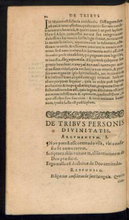 De Tribus Personis Divinitatis.