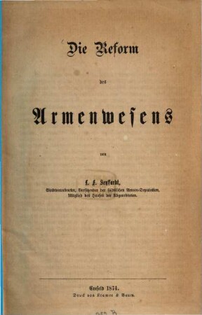 Die Reform des Armenwesens