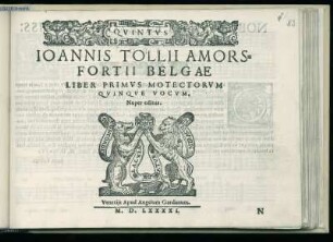 Jan Tollius: Liber primus motectorum quinque vocum ... Quintus