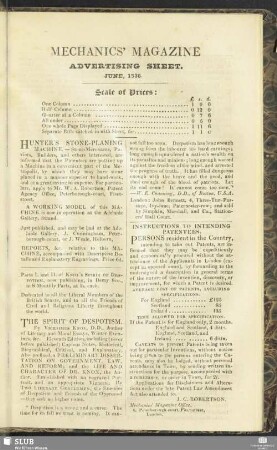 Advertising Sheet. June, 1836