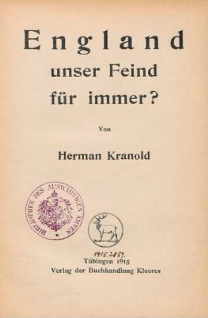England unser Feind für immer?