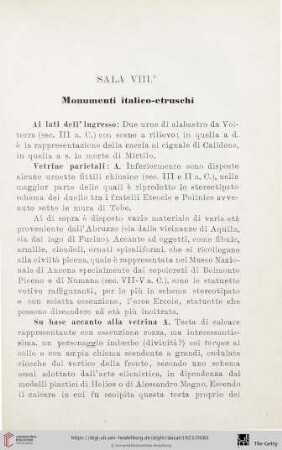 Sala VIII: Monumenti italico-etruschi