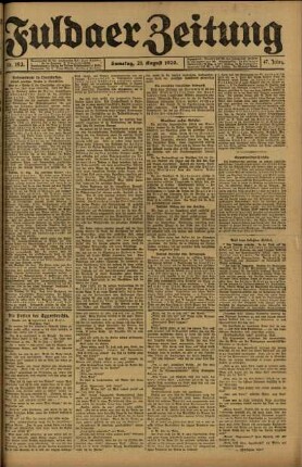 Erste Ausgabe vom Samstag, den 21. August 1920.