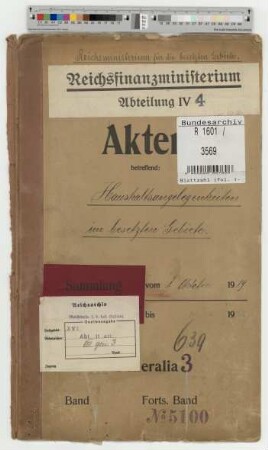 Haushaltsangelegenheiten im besetzten Gebiet