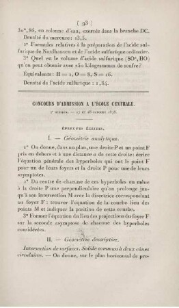 Concours d'admission a l'École Centrale.