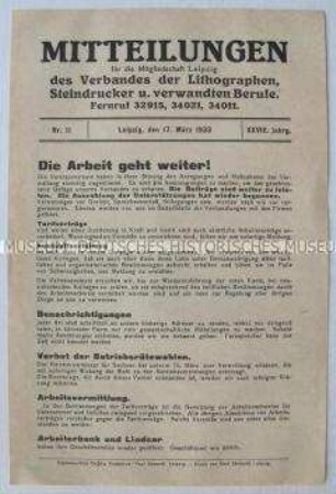 Lokales Mitteilungsblatt des Verbandes der Lithographen, Steindrucker und verwandten Berufe