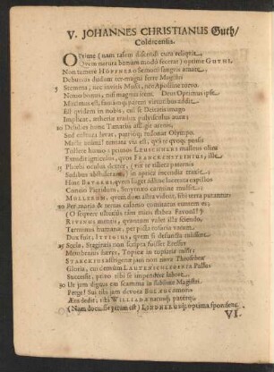 V. Johannes Christianus Guth/ Coldicensis.