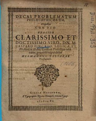 Decas Problematum Philosophicorum