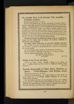 Feindliche Gegenangriffe bei Albert, Noyon, Montdidier gescheitert. - 70000 Gefangene, 1100 Geschütze erbeutet.