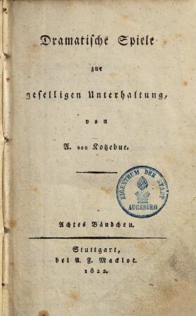 Dramatische Spiele zur geselligen Unterhaltung, 8