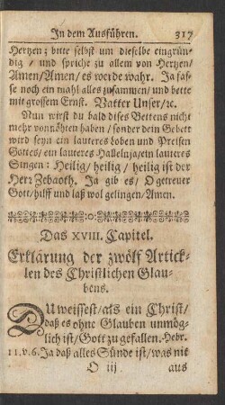 Das XVIII. Capitel. Erklärung der zwölf Articklen des Christlichen Glaubens.