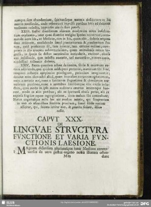 Caput XXX. De Linguae Structura Functione Et Varia Functione Laesione