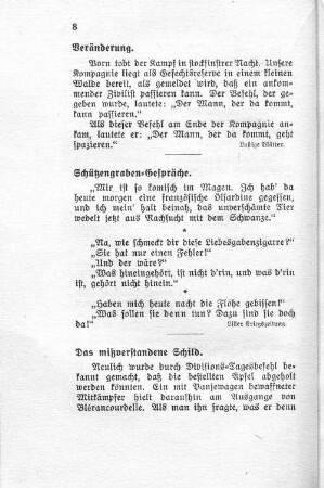 Schützengraben-Gespräche.