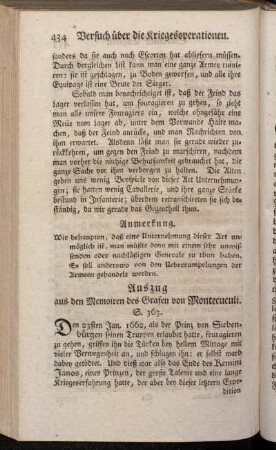 Auszug aus den Memoiren des Grafen von Montecuculi. S. 363