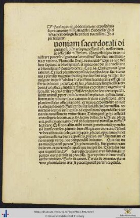 Prologus in abbreviationem expositionis sacri canonis misse magistri Gabrielis Biel