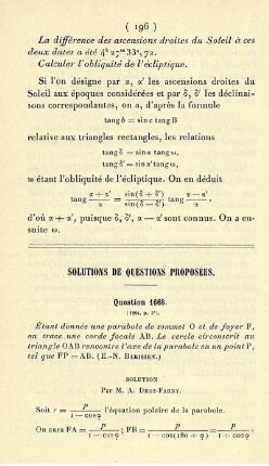 Solutions de questions proposées.