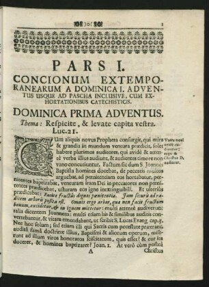 Pars I. Concionum Extemporanearum A Dominica I. Adventus ...