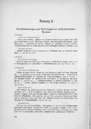 Anhang II Veröffentlichungen und Vorlesungen der wissenschaftlichen Beamten