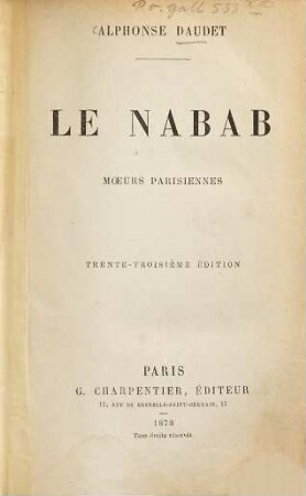 Le Nabab : Moeurs Parisiennes