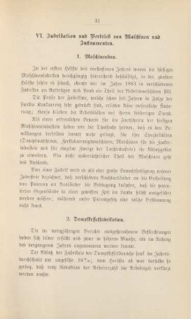 VI. Fabrikation und Vertrieb von Maschinen und Instrumenten.