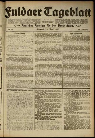 Ausgabe vom Mittwoch, den 23. Juni 1920.