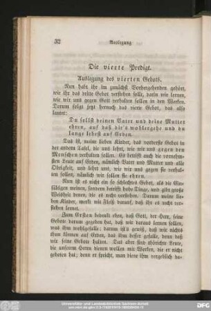 Die vierte Predigt. Auslegung des vierten Gebots.