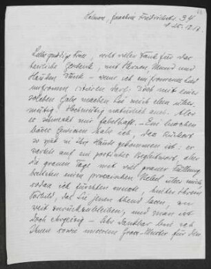 Brief von Oskar Loerke an Margarete Hauptmann