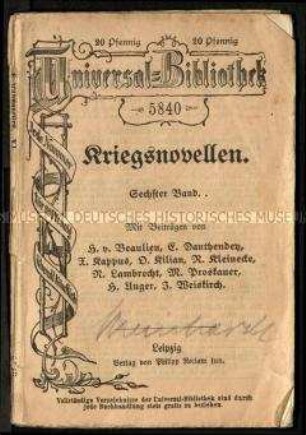 Anthologie von Erlebnisberichten aus dem Ersten Weltkrieg, Bd. 6