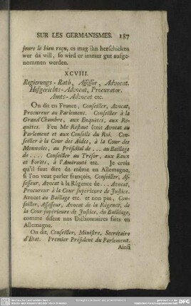 XCVIII. Regierungs-Rath, Assessor, Advocat. Hofgerichts-Advocat, Procurator. Amts-Advocat etc.