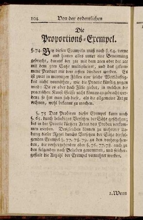 Die Proportions-Exempel. §. 74. - §. 79.
