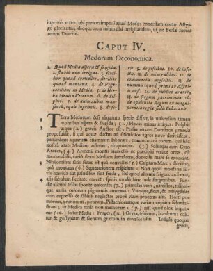 Caput IV. Medorum Oeconomica.