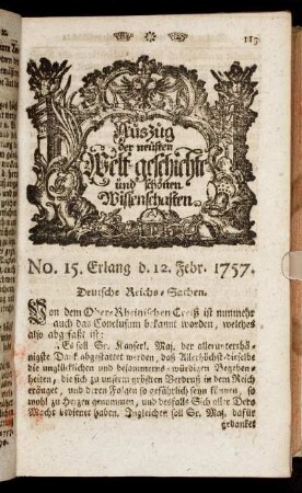 No. 15. Erlang d. 12. Febr. 1757.